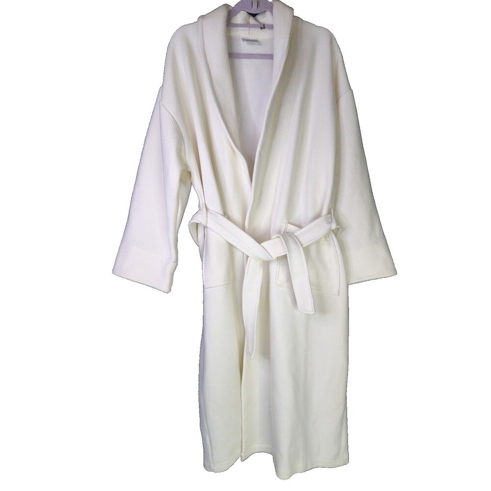 Luxury EGYPTIAN 100% Cotton Terry Unisex White Bathrobe Size OS made n Turkey